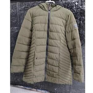 Nautica olive green quilted hooded